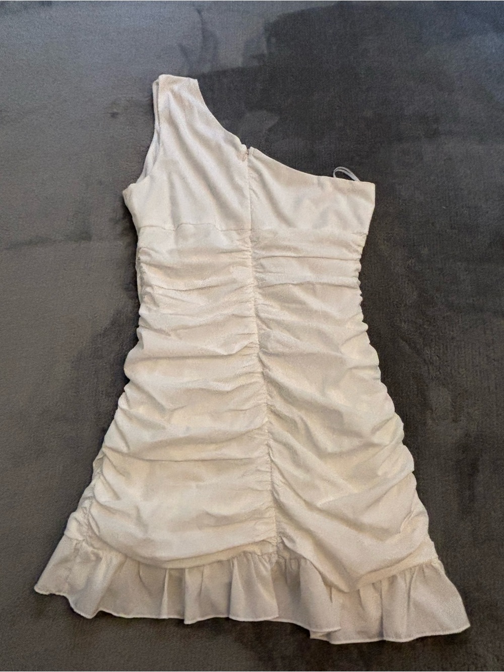 American Threads One-Shoulder Ivory Ruffle Mini Dress - Picture 2 of 6